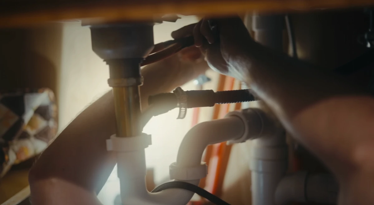 Pipe fitting affected by hard water mineral deposits in Fairfield